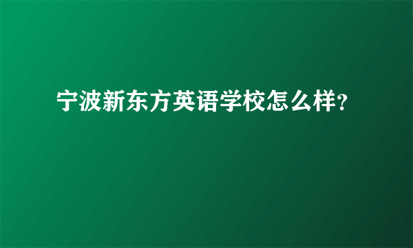 宁波新东方英语学校怎么样？