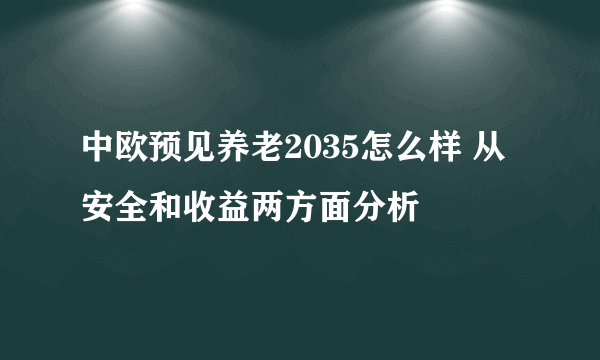 中欧预见养老2035怎么样 从安全和收益两方面分析