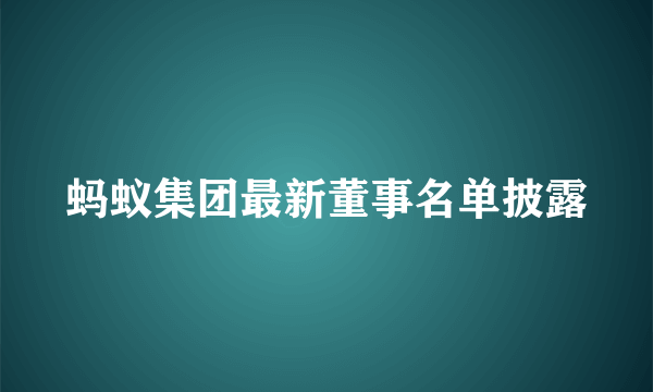 蚂蚁集团最新董事名单披露