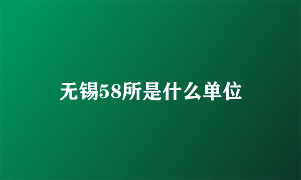 无锡58所是什么单位