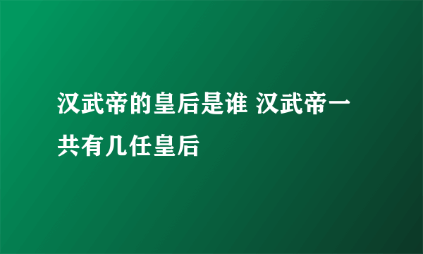 汉武帝的皇后是谁 汉武帝一共有几任皇后