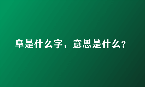 阜是什么字，意思是什么？