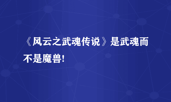 《风云之武魂传说》是武魂而不是魔兽!