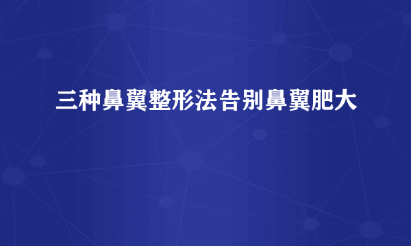 三种鼻翼整形法告别鼻翼肥大