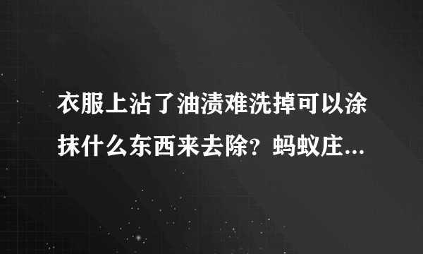 衣服上沾了油渍难洗掉可以涂抹什么东西来去除？蚂蚁庄园今日答案