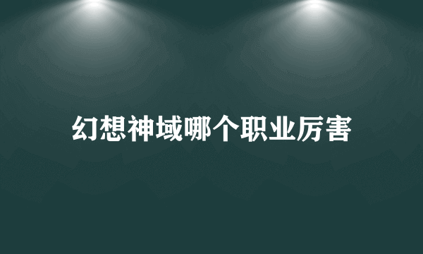 幻想神域哪个职业厉害