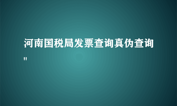 河南国税局发票查询真伪查询
