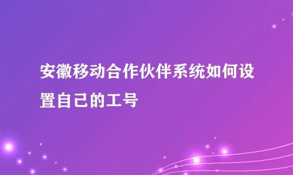 安徽移动合作伙伴系统如何设置自己的工号