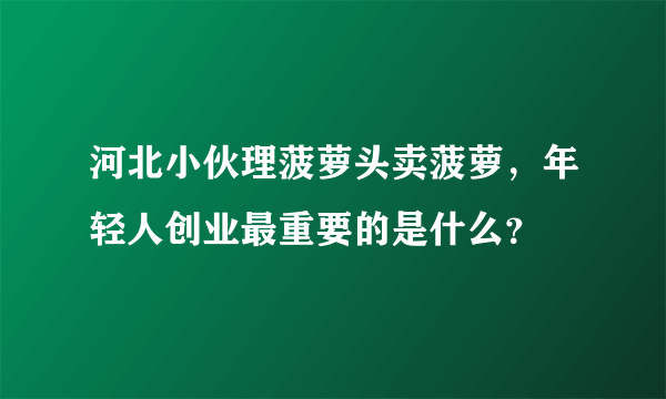 河北小伙理菠萝头卖菠萝，年轻人创业最重要的是什么？