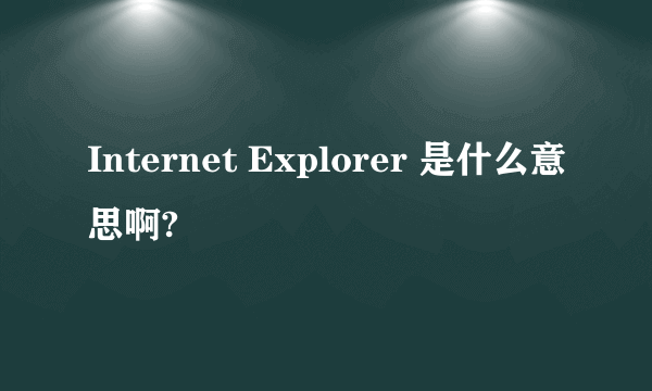 Internet Explorer 是什么意思啊?