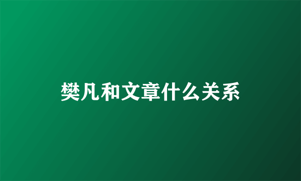 樊凡和文章什么关系