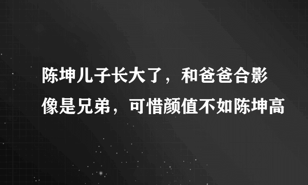 陈坤儿子长大了，和爸爸合影像是兄弟，可惜颜值不如陈坤高