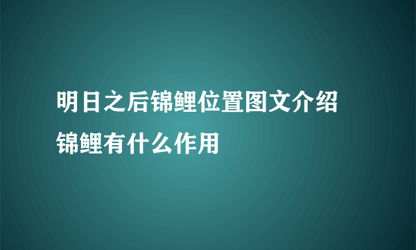明日之后锦鲤位置图文介绍 锦鲤有什么作用
