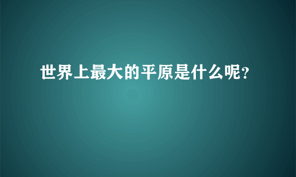 世界上最大的平原是什么呢？