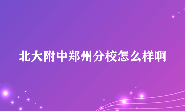 北大附中郑州分校怎么样啊
