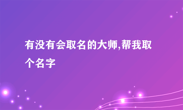 有没有会取名的大师,帮我取个名字