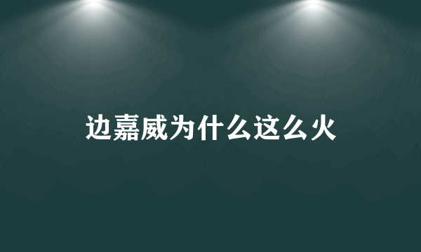 边嘉威为什么这么火