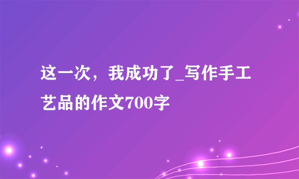 这一次，我成功了_写作手工艺品的作文700字