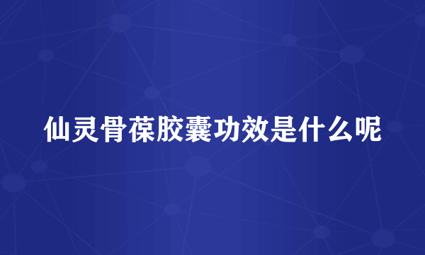 仙灵骨葆胶囊功效是什么呢