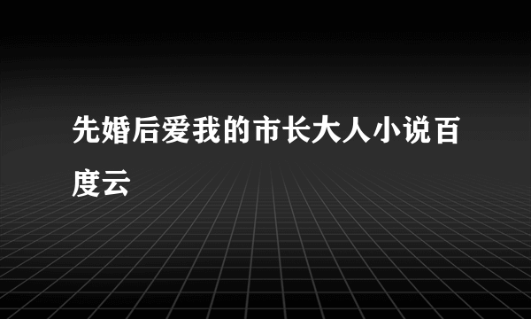 先婚后爱我的市长大人小说百度云