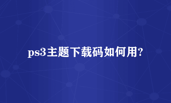 ps3主题下载码如何用?