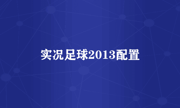 实况足球2013配置