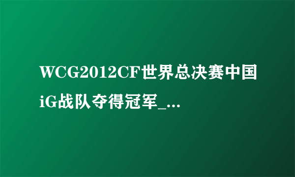 WCG2012CF世界总决赛中国iG战队夺得冠军_飞外CF