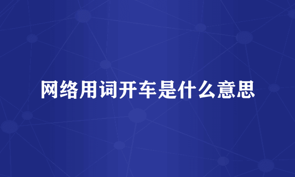 网络用词开车是什么意思