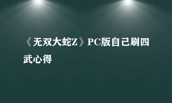 《无双大蛇Z》PC版自己刷四武心得