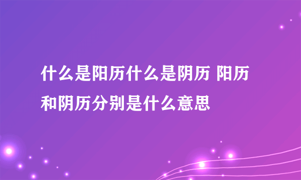 什么是阳历什么是阴历 阳历和阴历分别是什么意思