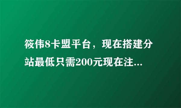 筱伟8卡盟平台，现在搭建分站最低只需200元现在注册立即送副站长