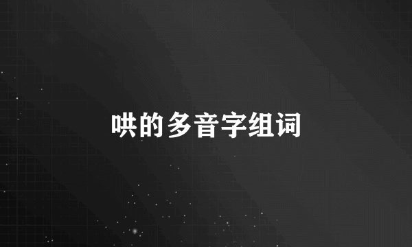 哄的多音字组词
