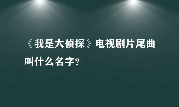 《我是大侦探》电视剧片尾曲叫什么名字？
