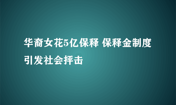 华裔女花5亿保释 保释金制度引发社会抨击