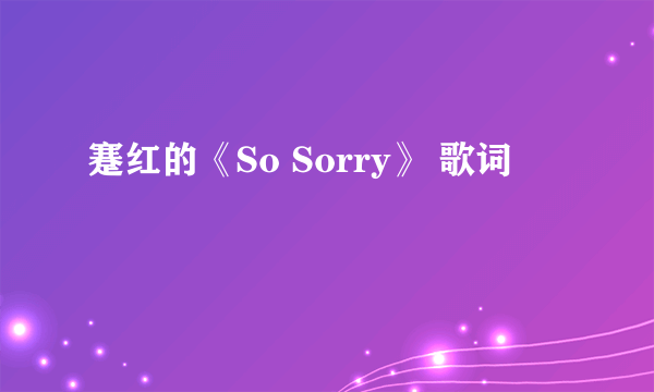 蹇红的《So Sorry》 歌词