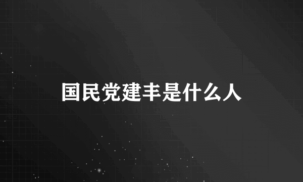 国民党建丰是什么人