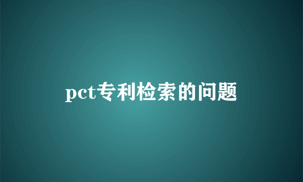 pct专利检索的问题
