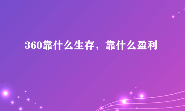 360靠什么生存，靠什么盈利