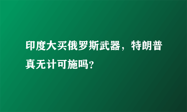 印度大买俄罗斯武器，特朗普真无计可施吗？