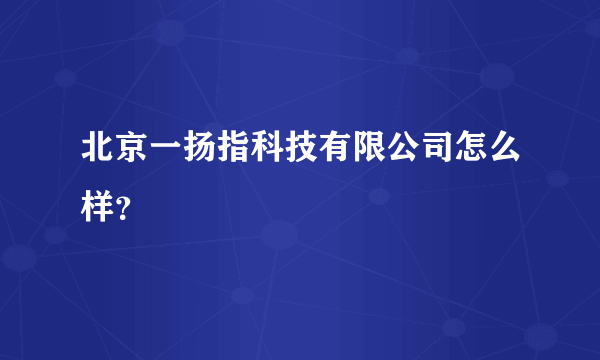 北京一扬指科技有限公司怎么样？