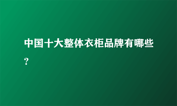 中国十大整体衣柜品牌有哪些？