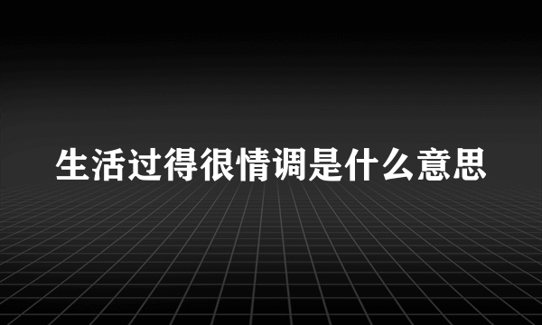 生活过得很情调是什么意思