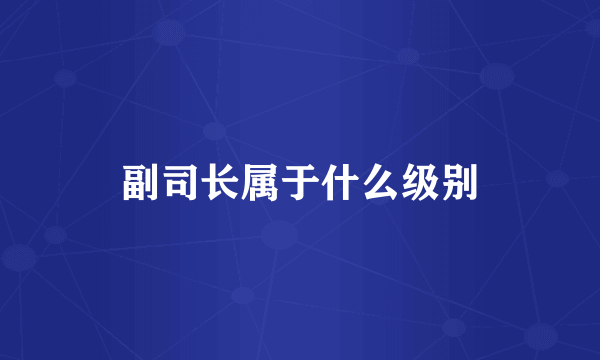 副司长属于什么级别