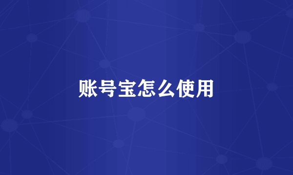 账号宝怎么使用