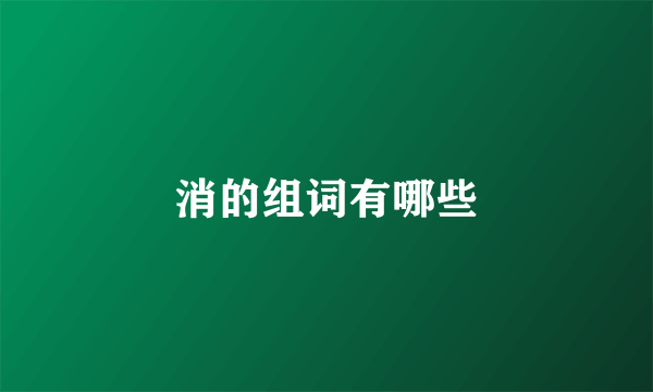 消的组词有哪些