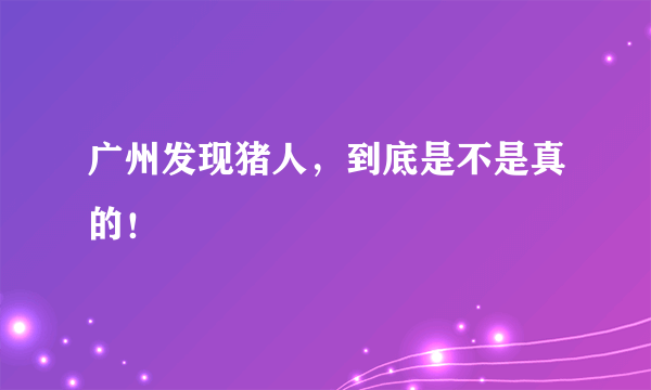 广州发现猪人，到底是不是真的！