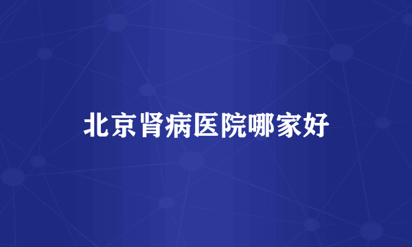 北京肾病医院哪家好