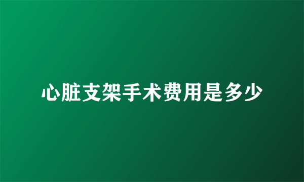 心脏支架手术费用是多少