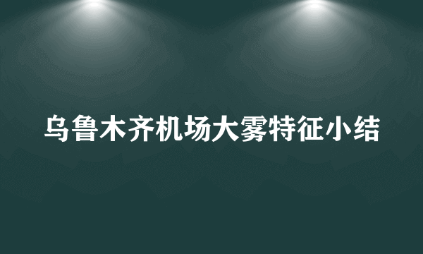 乌鲁木齐机场大雾特征小结