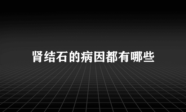 肾结石的病因都有哪些